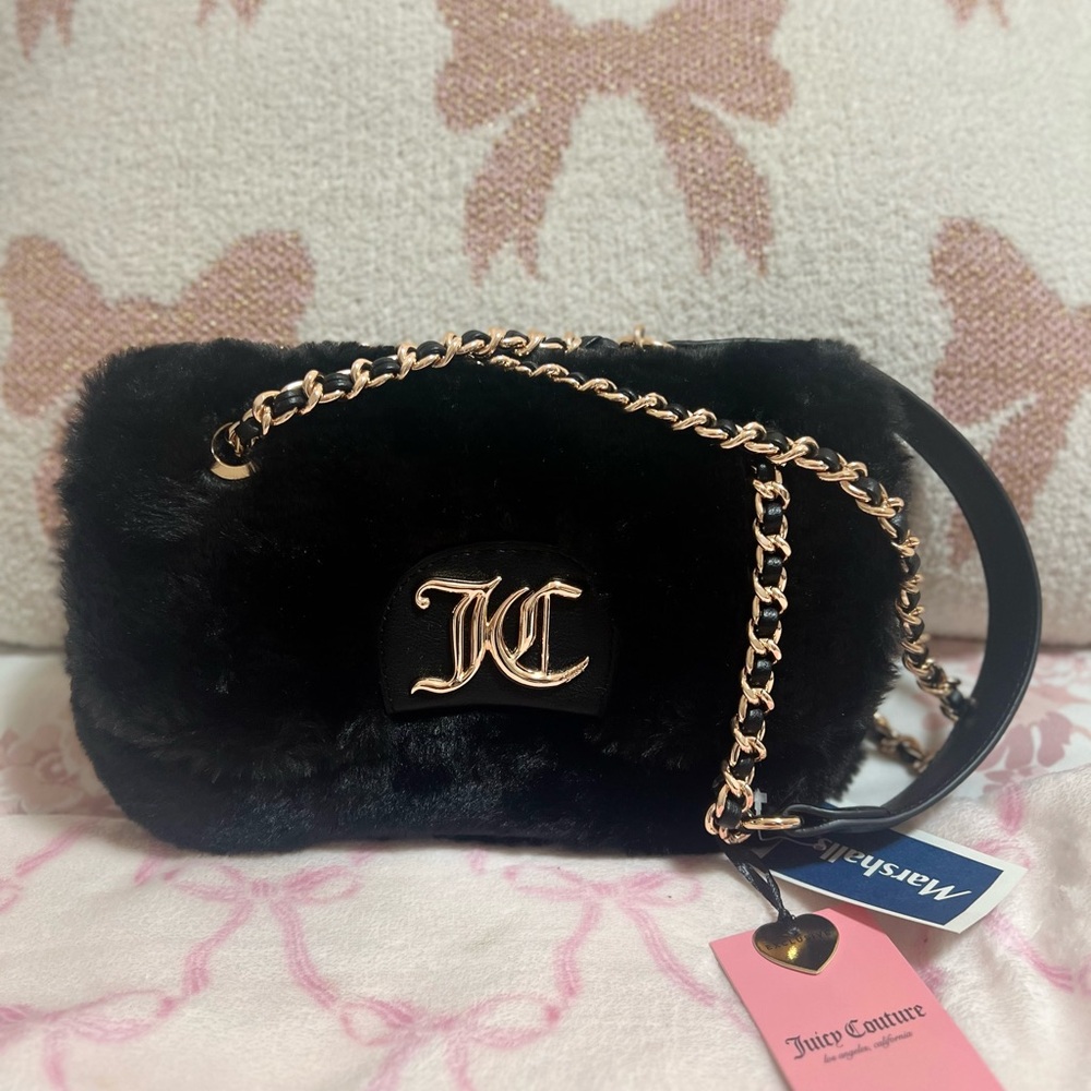 Juicy Couture Black Faux Fur Crossbody Bag